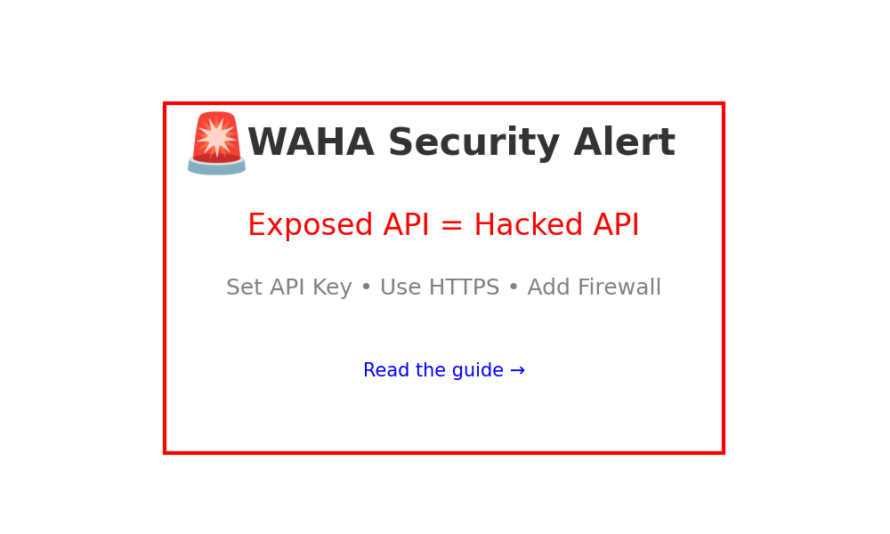 Image for 🚨 WAHA Security Alert