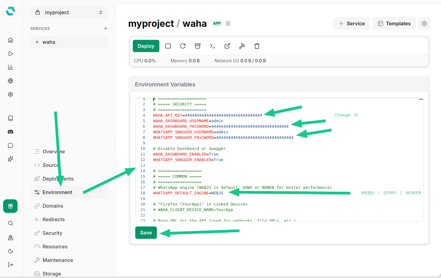 Environment variables