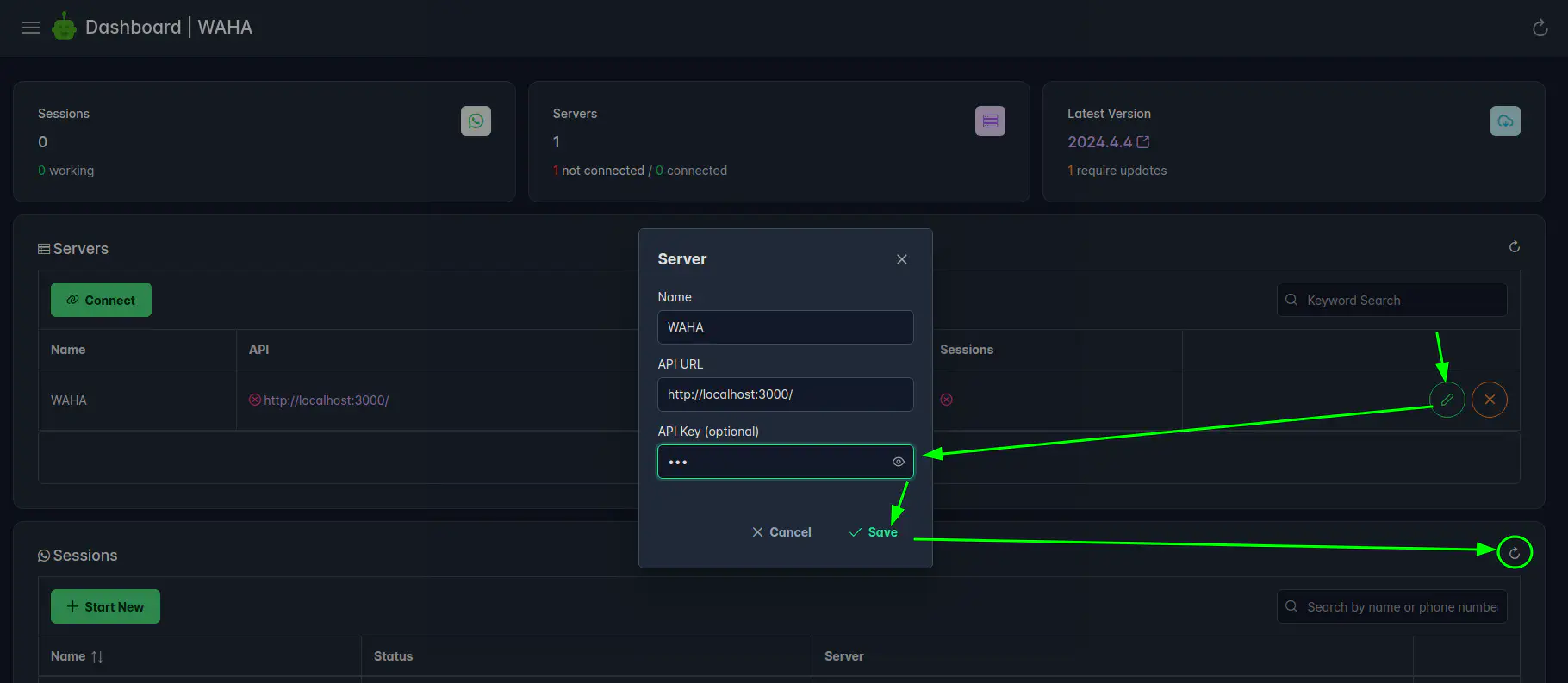 Dashboard with API Key