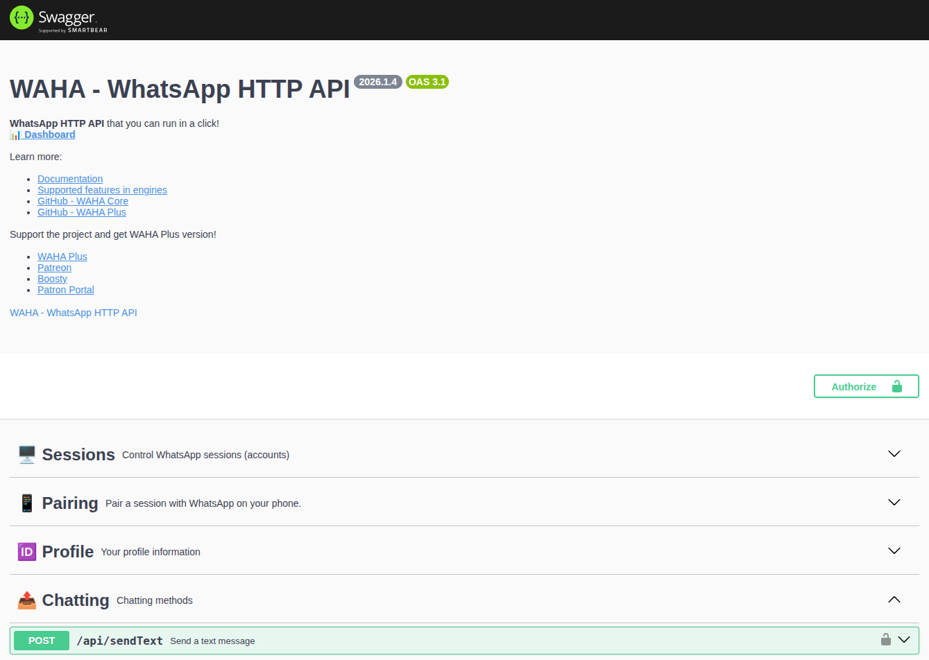 Swagger API reference