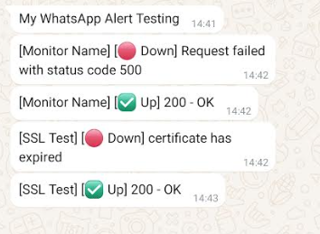 uptime kuma whatsapp messages